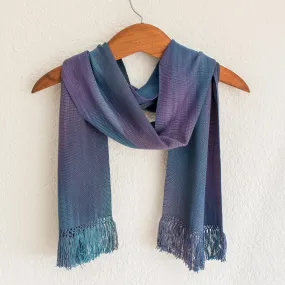 Women's Rayon Handmade Scarf - Solola Sapphire | NOVICA