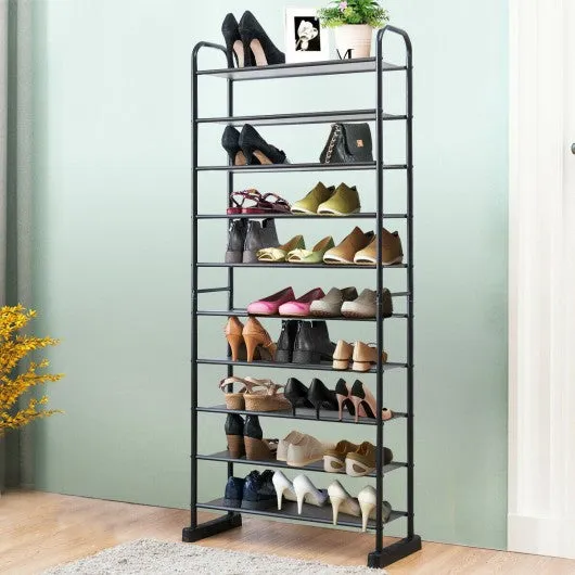 10-Tier Metal Frame Shoe Rack Space-saving Shoe Organizer