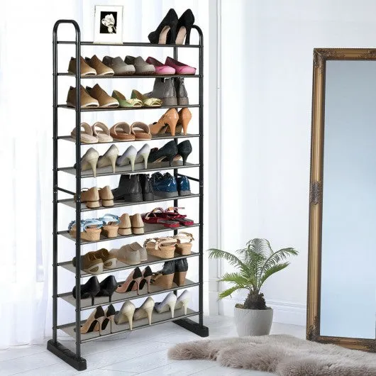 10-Tier Metal Frame Shoe Rack Space-saving Shoe Organizer