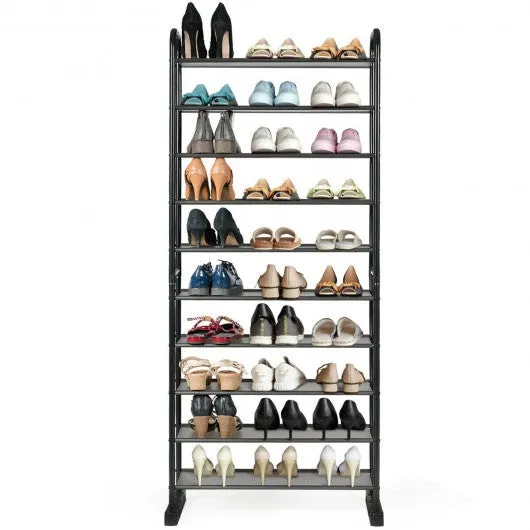 10-Tier Metal Frame Shoe Rack Space-saving Shoe Organizer