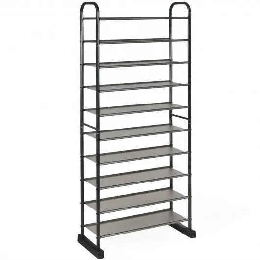 10-Tier Metal Frame Shoe Rack Space-saving Shoe Organizer