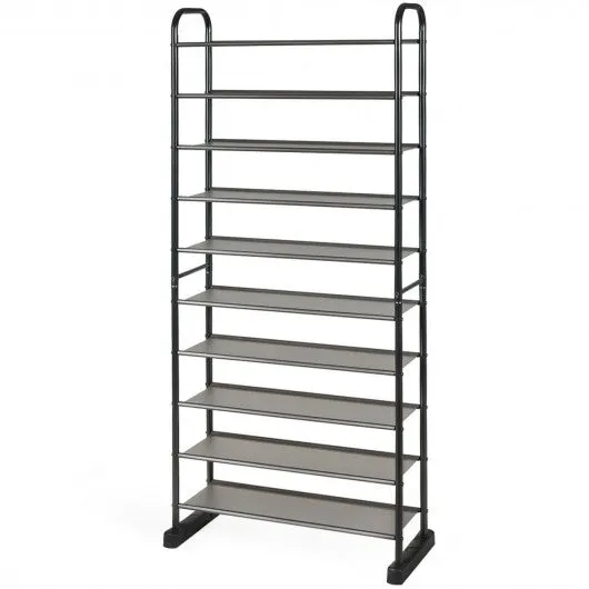 10-Tier Metal Frame Shoe Rack Space-saving Shoe Organizer