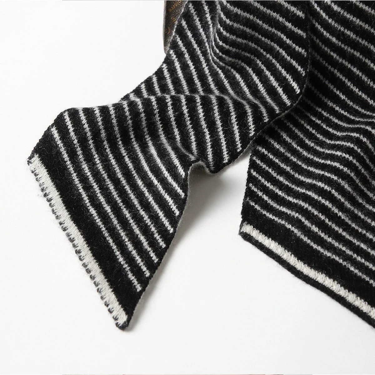 100% Cashmere Striped Knit Scarves