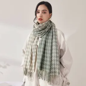 100% Cashmere Winter Fall Fashion Check Made Soft Wool Tartan Plaid Gift for Women