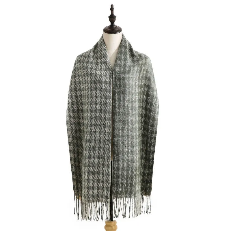 100% Cashmere Winter Fall Fashion Check Made Soft Wool Tartan Plaid Gift for Women