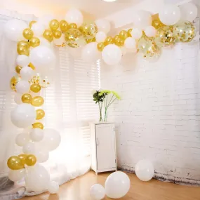 100 Pack Gold, White and Silver DIY Balloon Garland Arch Party Kit