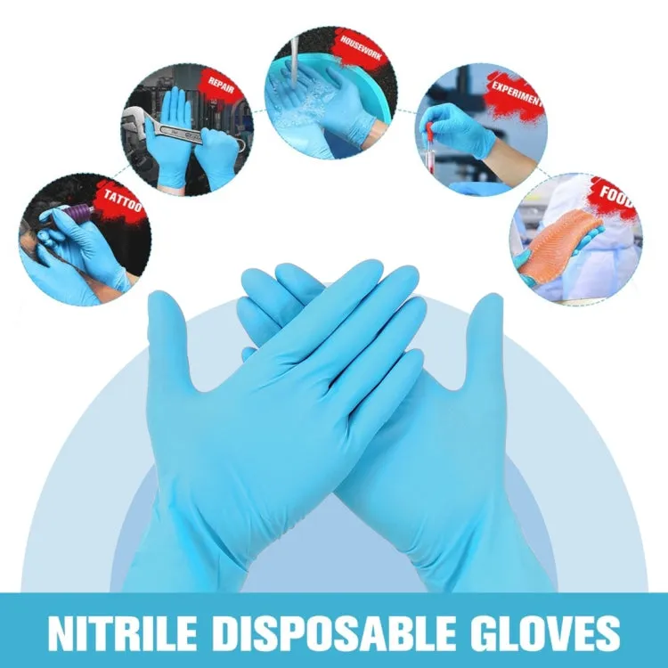 100 PCS Blue Disposable Butyronitrile Gloves Housework Supplies, Size: M, Suitable for Palm Width: 8cm-9cm