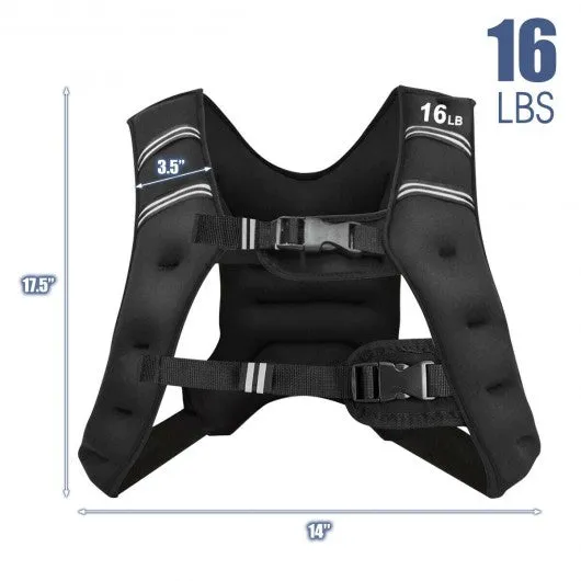 16LBS Workout Weighted Vest with Mesh Bag Adjustable Buckle