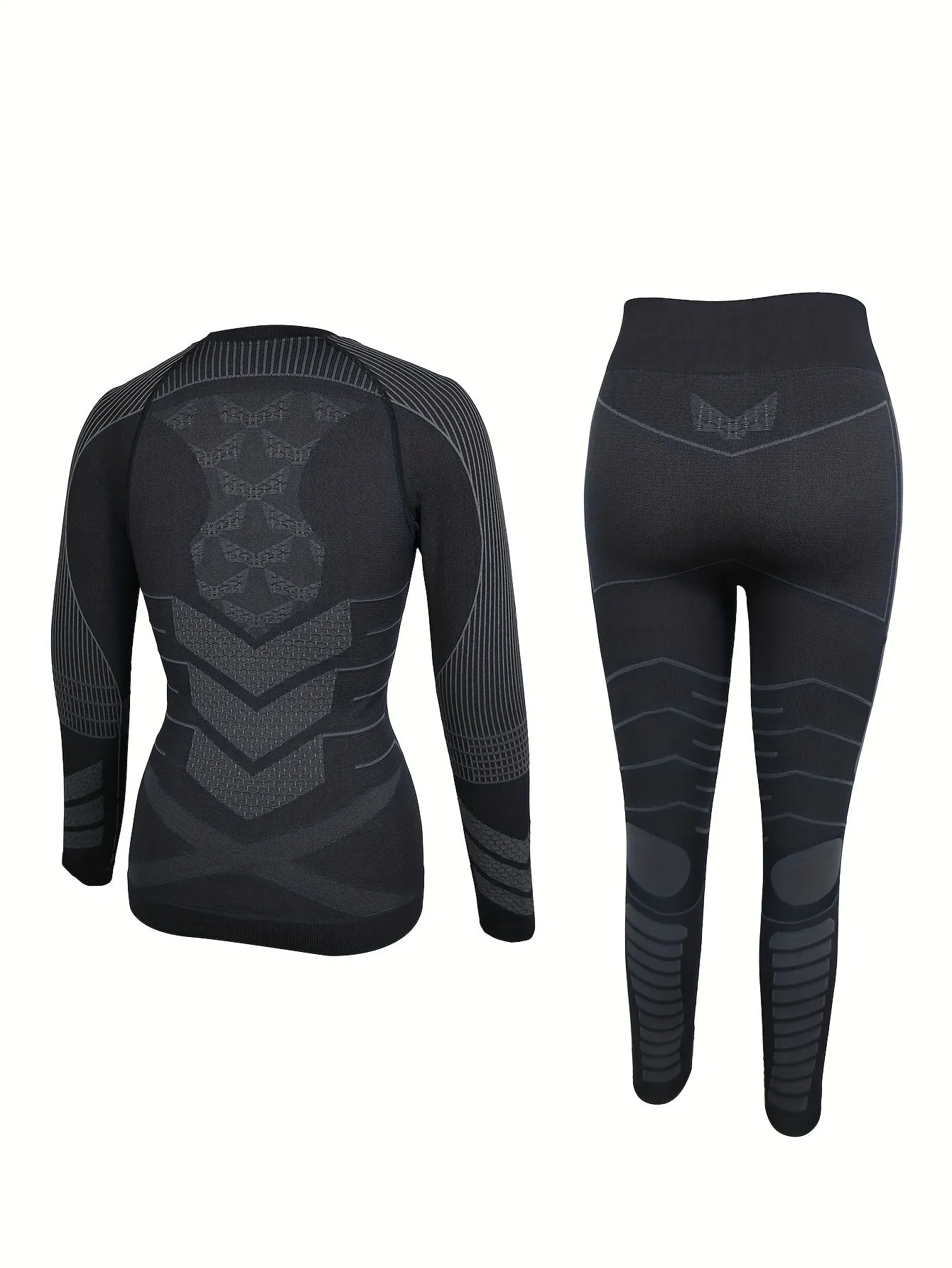 2-Piece Womens Thermal Underwear Set - Moisture-Wicking Compression Base Layers for Warmth, Long Sleeves Top and Leggings Suit - Ideal for Skiing and Winter Activewear