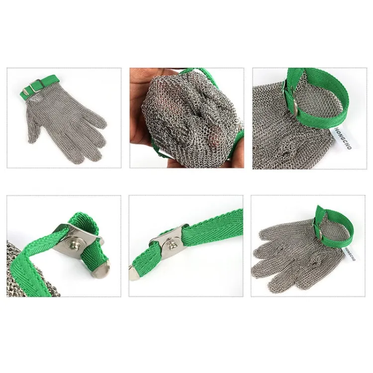 304 Stainless Steel 5 Fingers Steel Ring Anti-cutting Labor Protection Gloves, Size:M