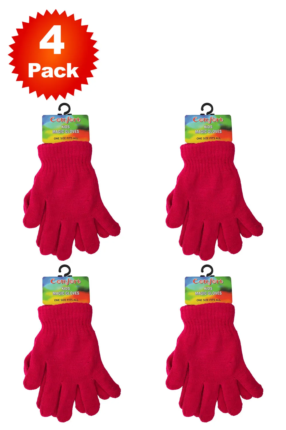 4 Pack Kid Woolly Knitted Plain Gloves