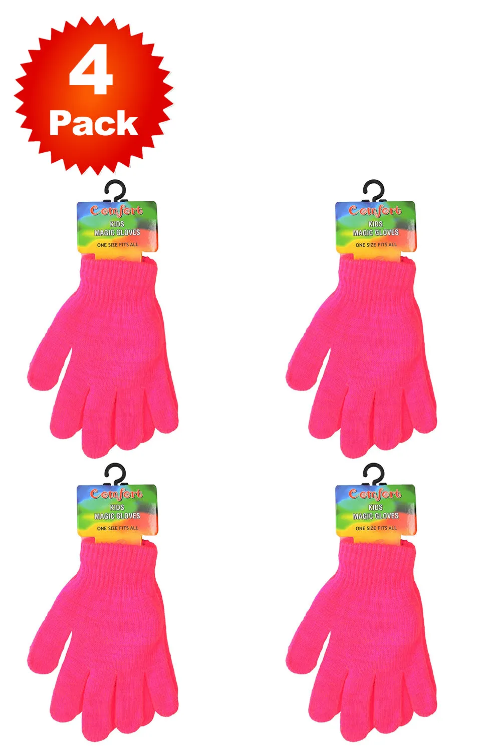 4 Pack Kid Woolly Knitted Plain Gloves