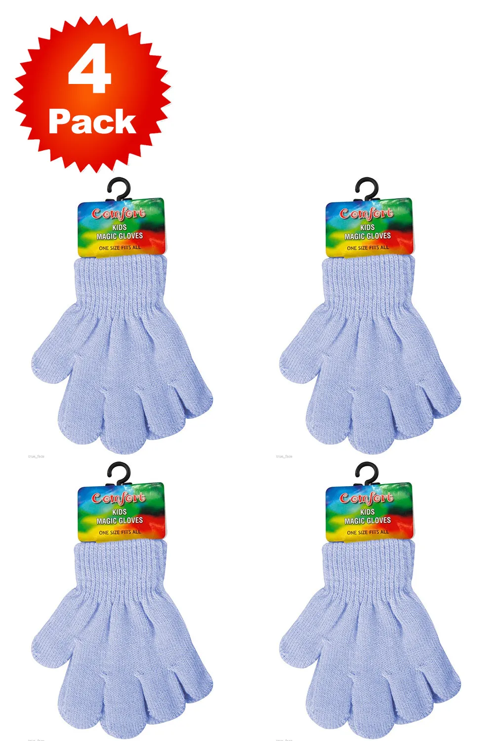 4 Pack Kid Woolly Knitted Plain Gloves