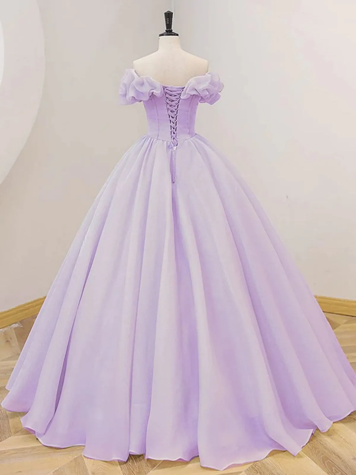 A Line Strapless Lilac Chiffon Long Prom Dresses, Long Lilac Formal Graduation Evening Dresses SP2901