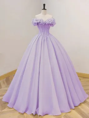 A Line Strapless Lilac Chiffon Long Prom Dresses, Long Lilac Formal Graduation Evening Dresses SP2901