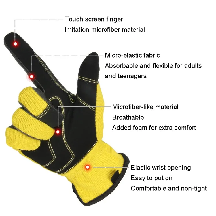 A9015 Gardening Work Touch Screen Stretch Breathable Labor Machinery Protection Gloves(M Yellow)