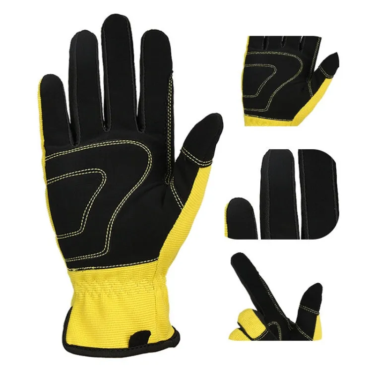 A9015 Gardening Work Touch Screen Stretch Breathable Labor Machinery Protection Gloves(M Yellow)