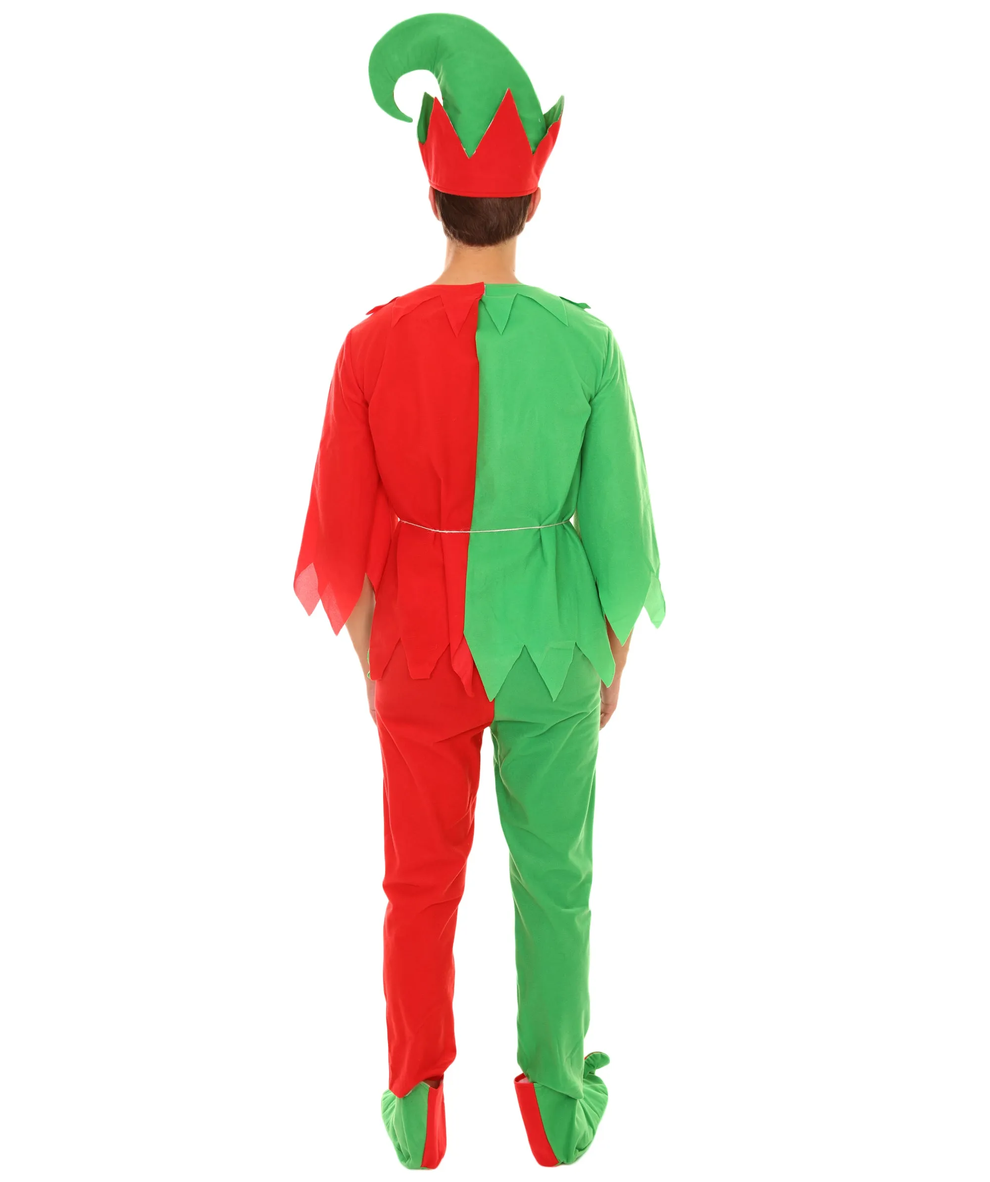 Adult Men's Santa's Sidekick Christmas Costume | Red and Green Halloween and Xmas Costume