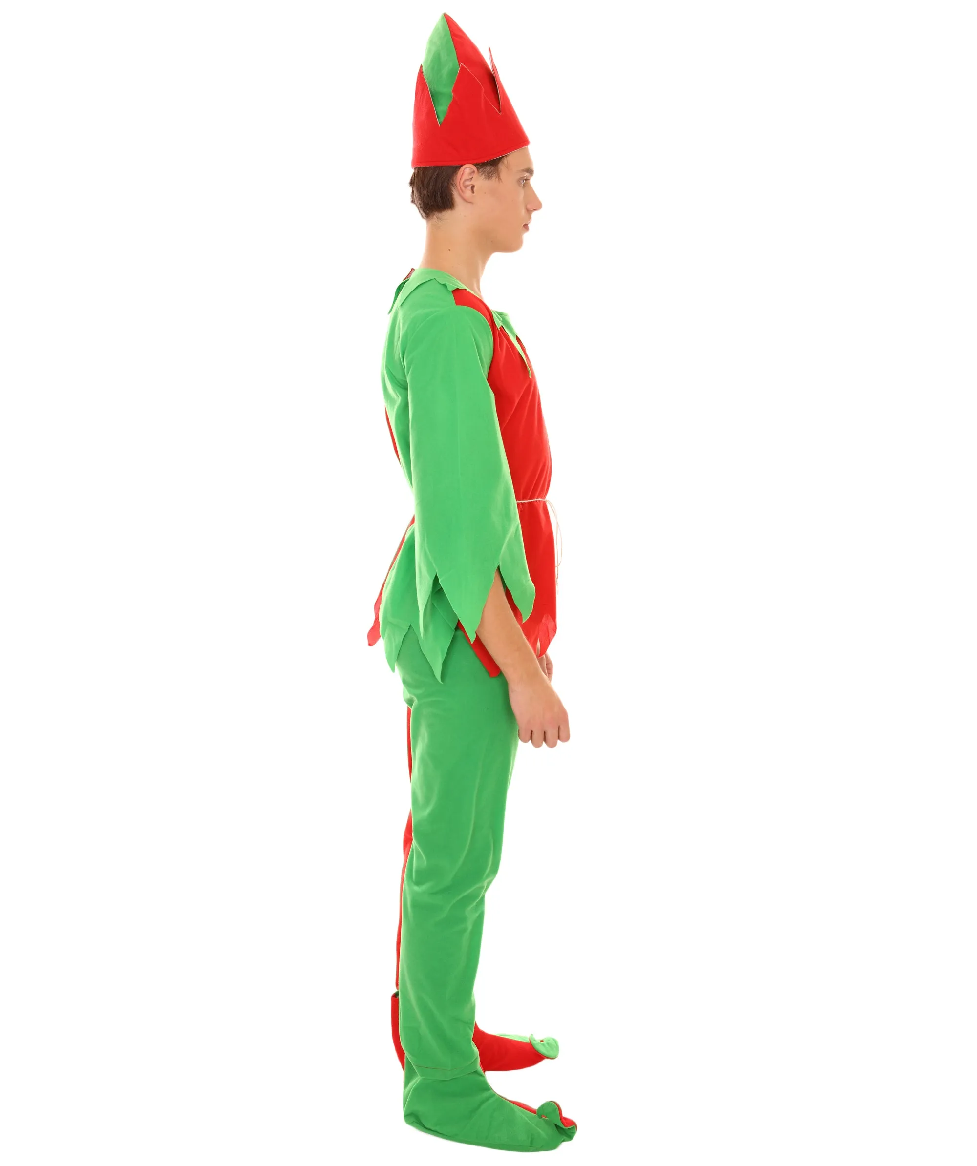 Adult Men's Santa's Sidekick Christmas Costume | Red and Green Halloween and Xmas Costume