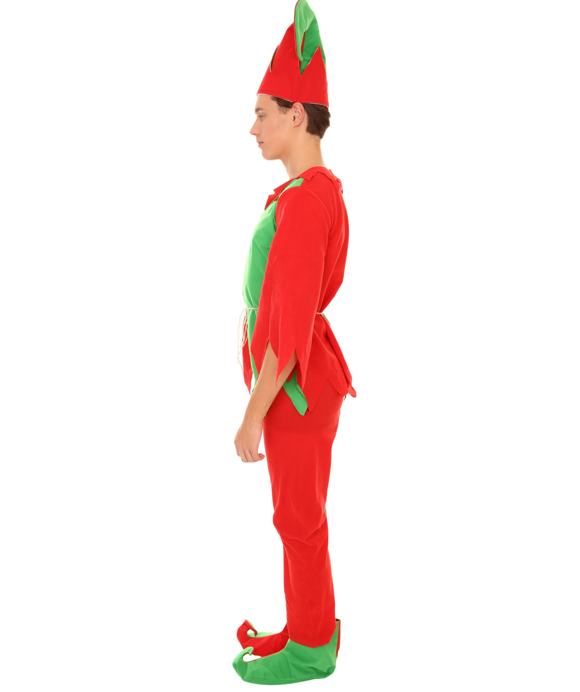 Adult Men's Santa's Sidekick Christmas Costume | Red and Green Halloween and Xmas Costume