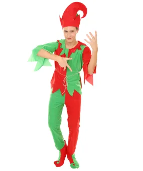 Adult Men's Santa's Sidekick Christmas Costume | Red and Green Halloween and Xmas Costume