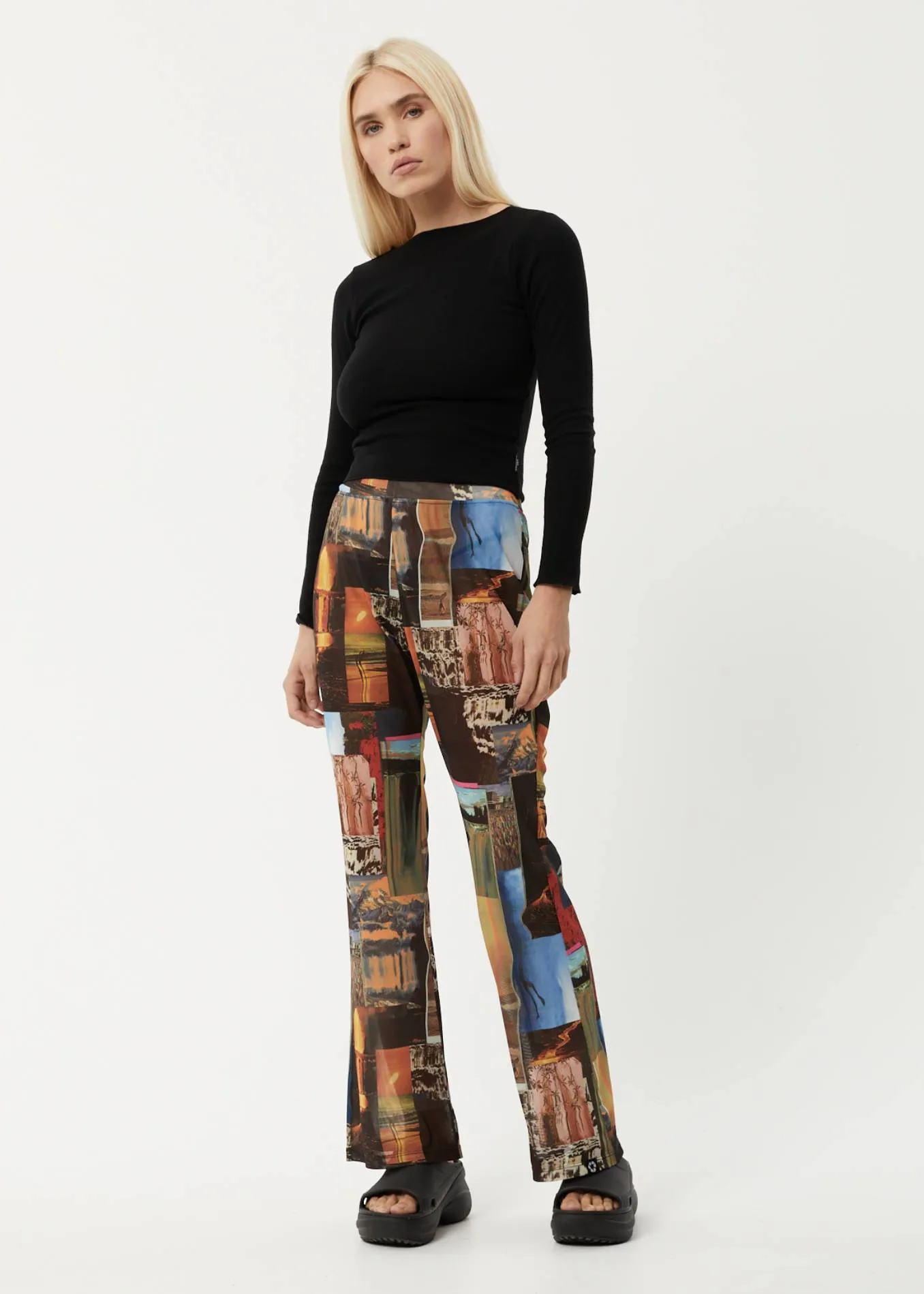 AFENDS Womens Boulevard - Sheer Flared Pants - Multi