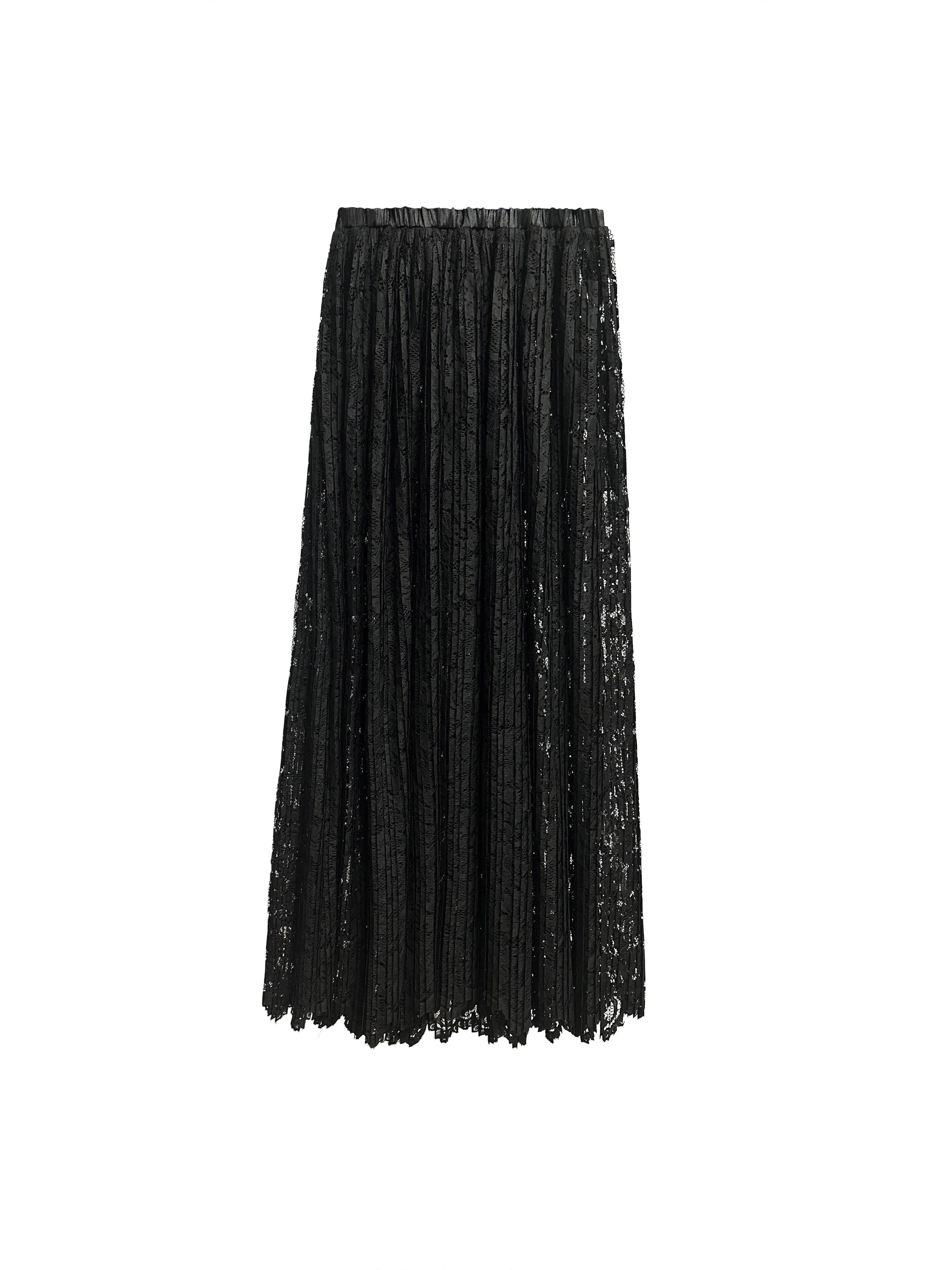 Alice Recycled Lace Midi Skirt | Caviar Black