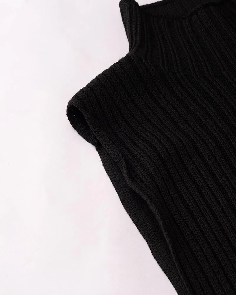 Arcane Ribbed High Neck Top with Gloves