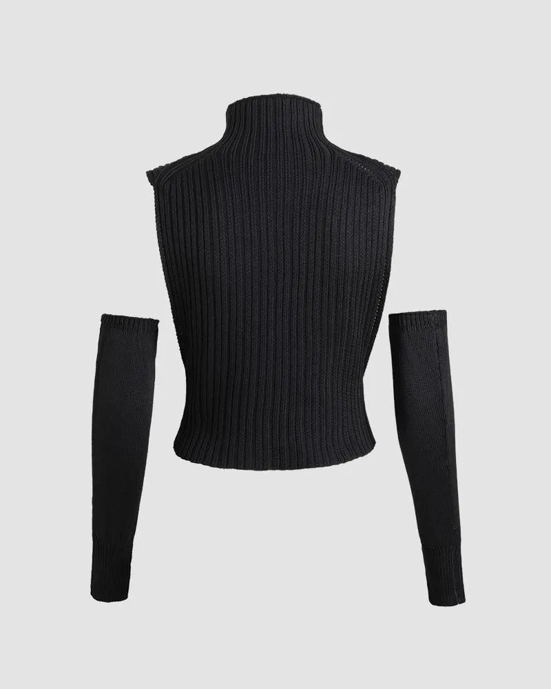 Arcane Ribbed High Neck Top with Gloves