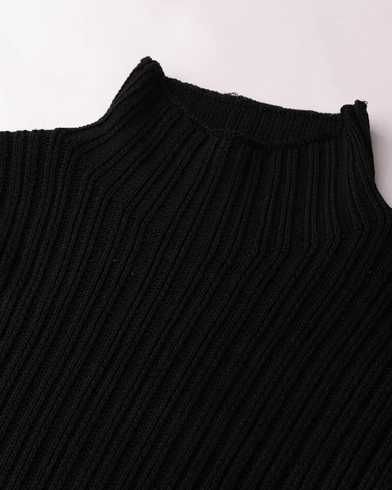 Arcane Ribbed High Neck Top with Gloves