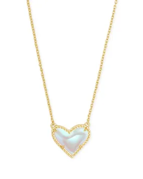 Ari Heart Short Pendant Necklace Dichroic Glass