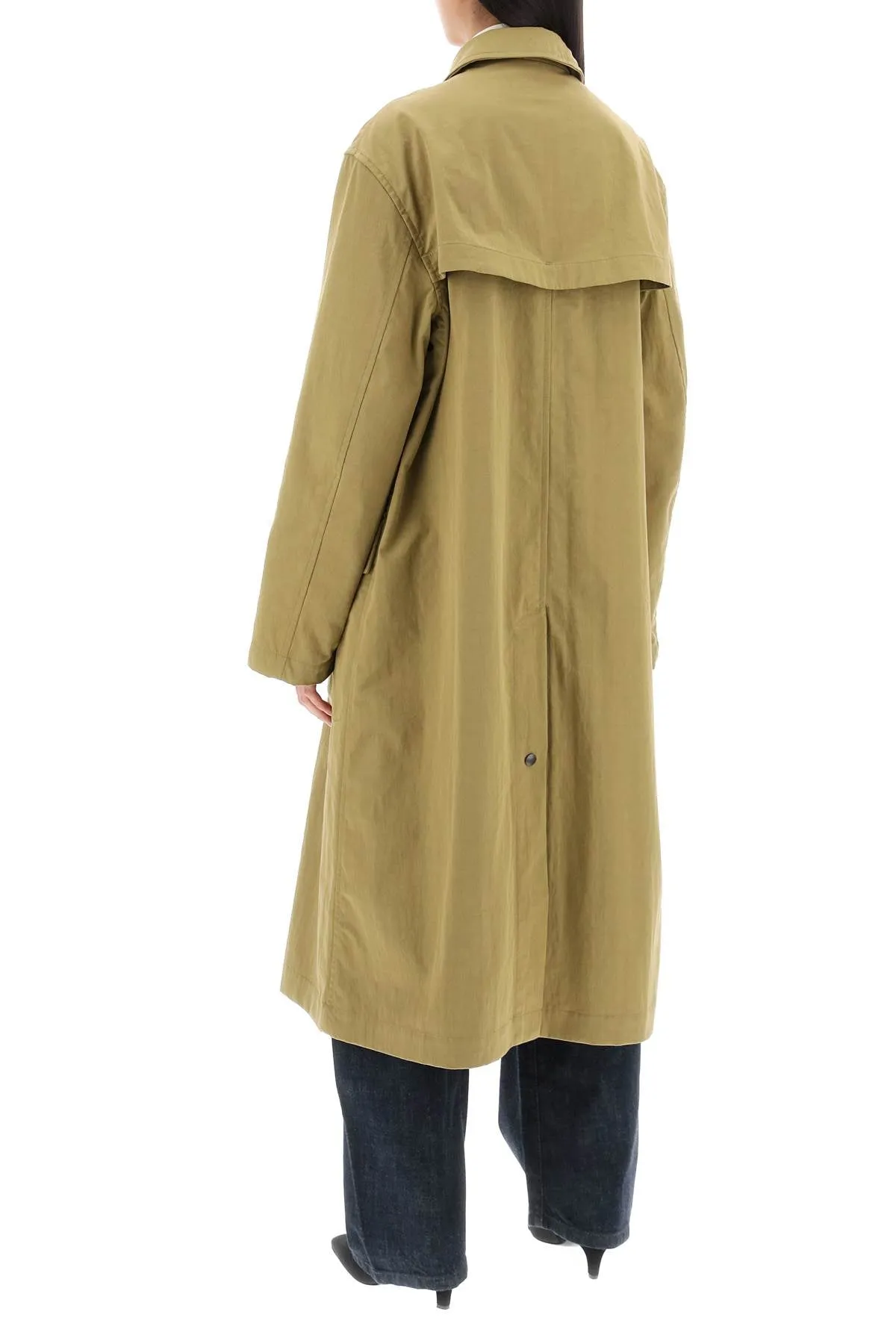 asymmetric buttoned trench coat