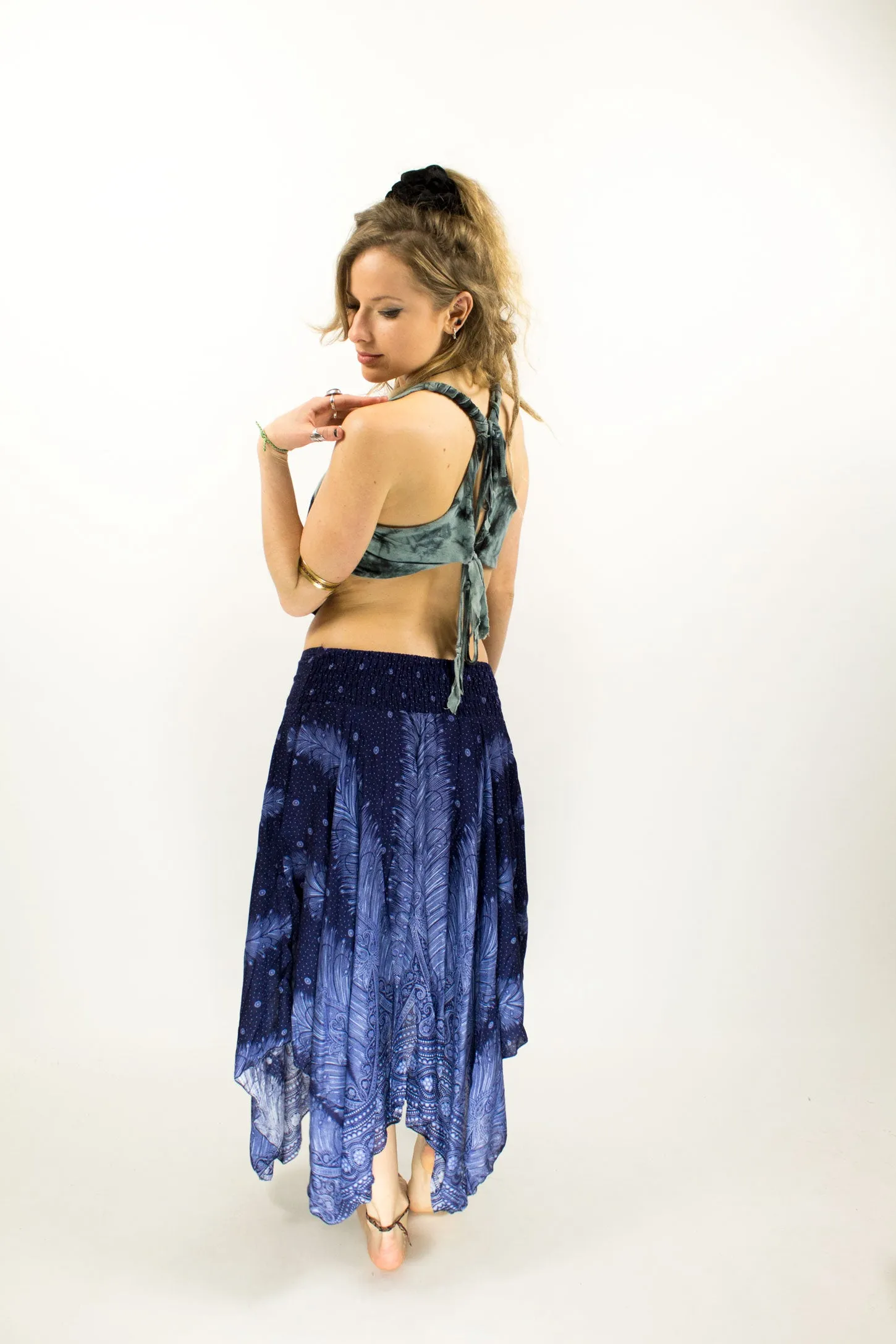 Asymmetric Gypsy Skirt Blue