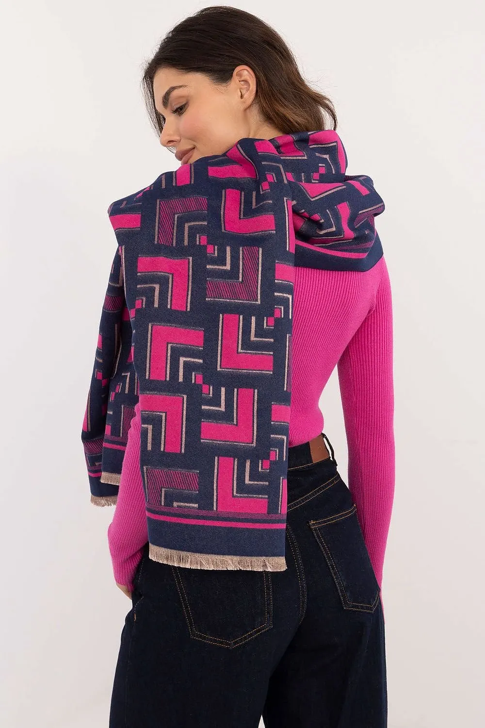 AT Geometric Wool Blend Scarf