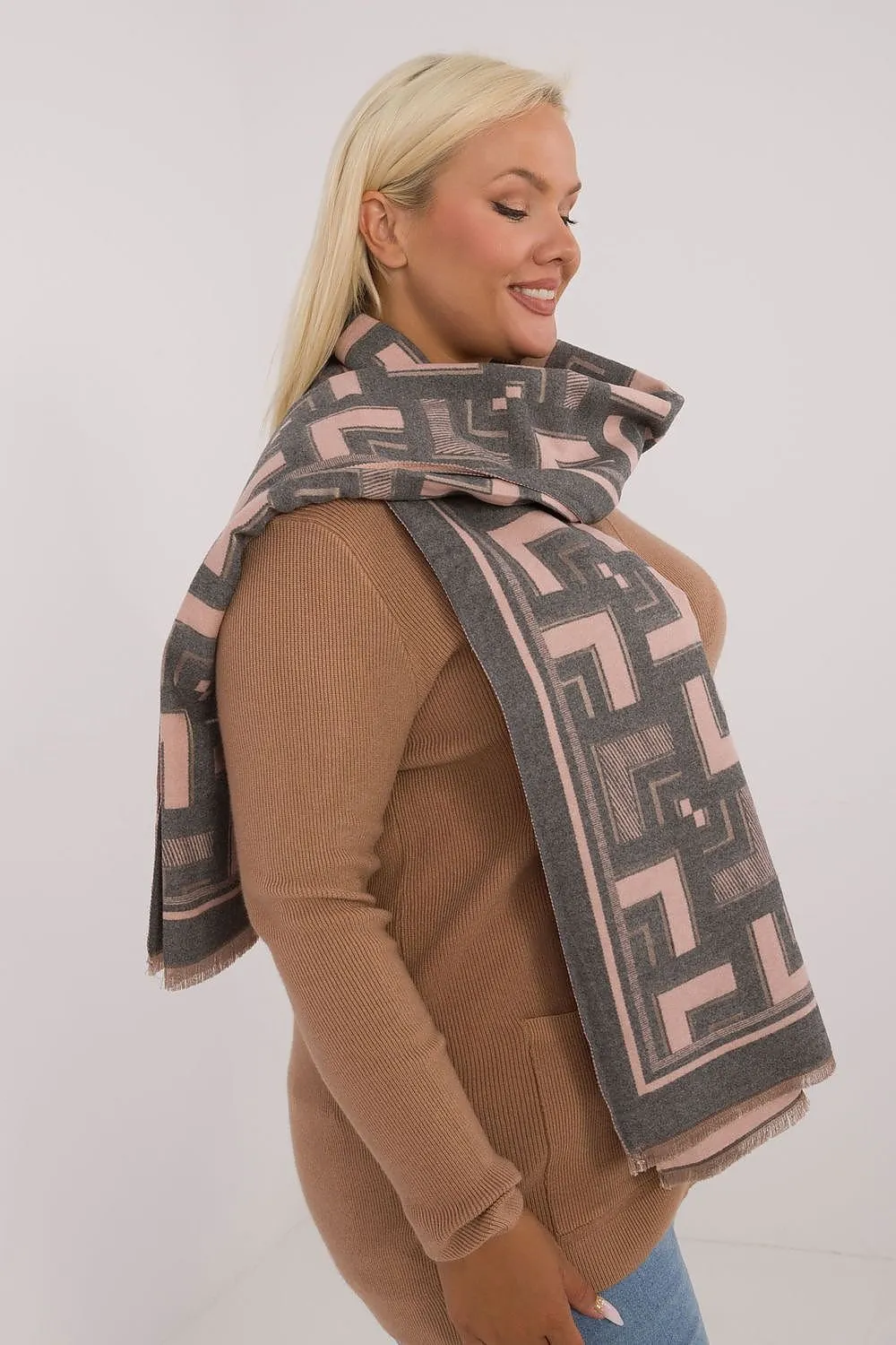 AT Geometric Wool Blend Scarf