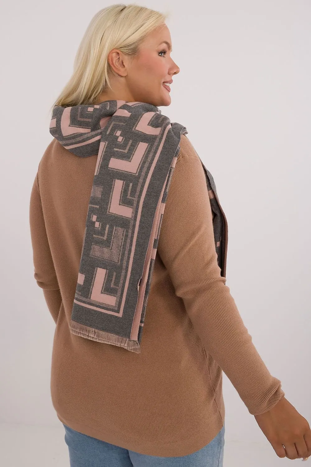 AT Geometric Wool Blend Scarf