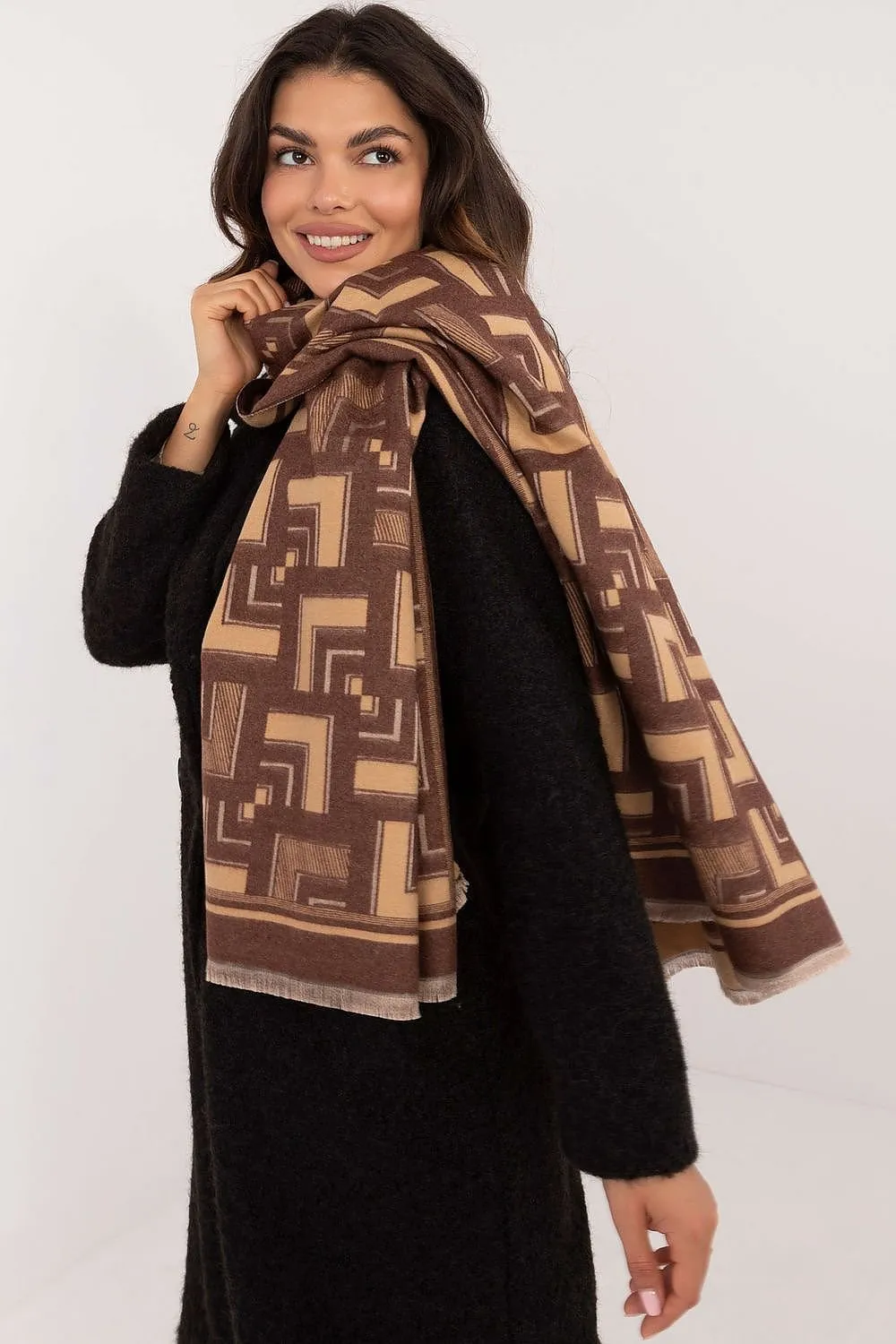 AT Geometric Wool Blend Scarf