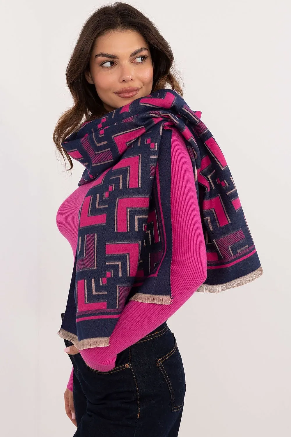 AT Geometric Wool Blend Scarf