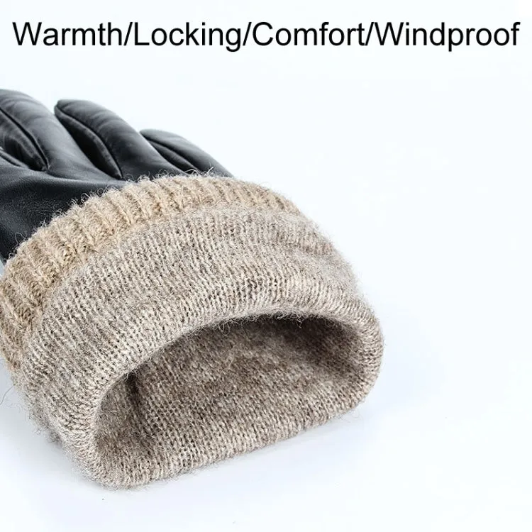 Autumn And Winter Padded Leather Gloves Business Simple Outdoor Sports Warm Gloves, Size: L(Brown)