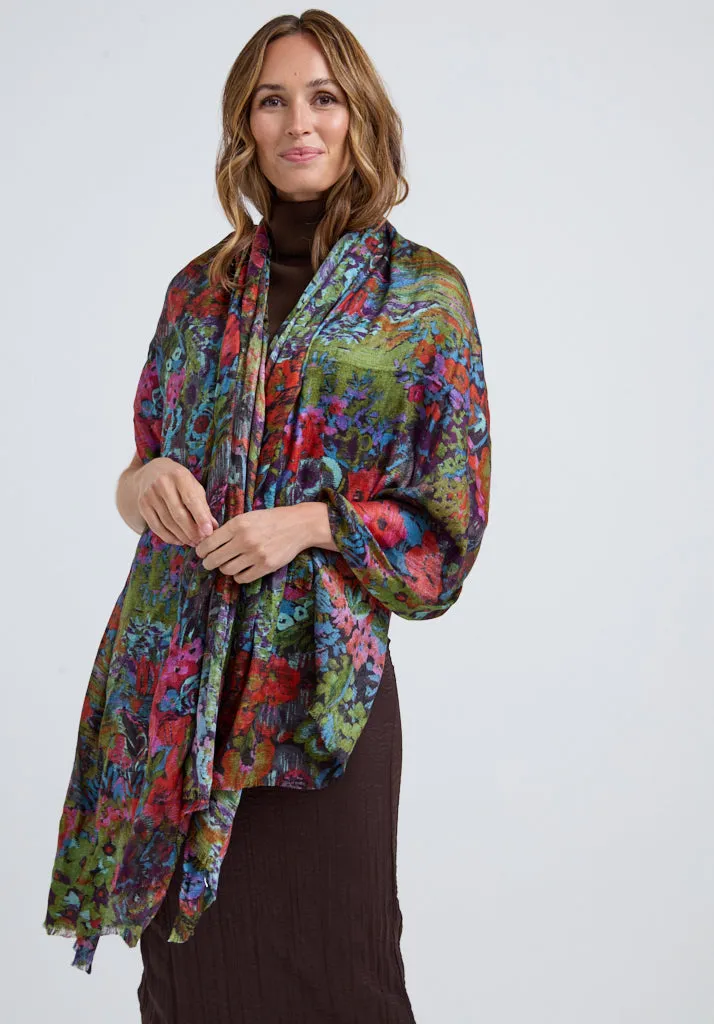 Autumn Oversized Floral Printed Scarf In Multi