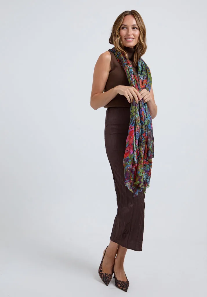 Autumn Oversized Floral Printed Scarf In Multi