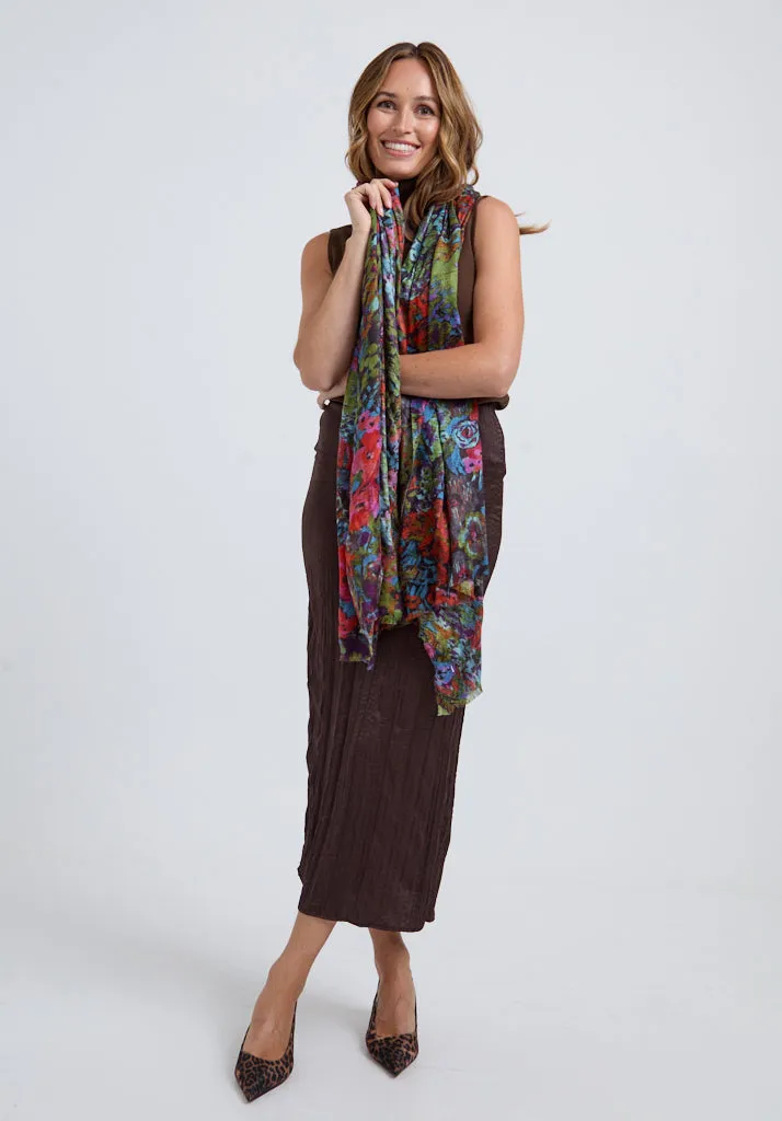 Autumn Oversized Floral Printed Scarf In Multi