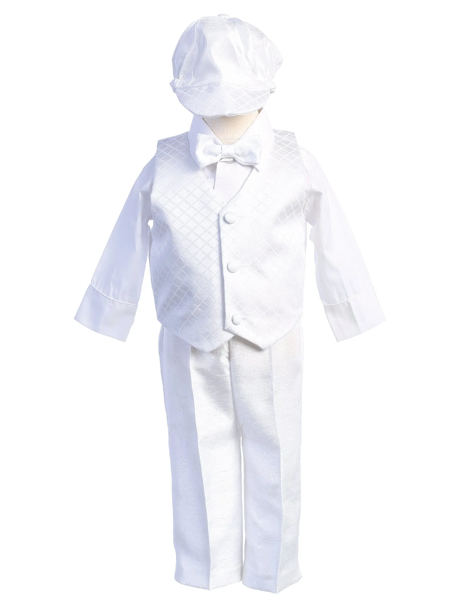 Baby Boys White Diamond Vest Pants Shirt Darren Christening Outfit 0-24M