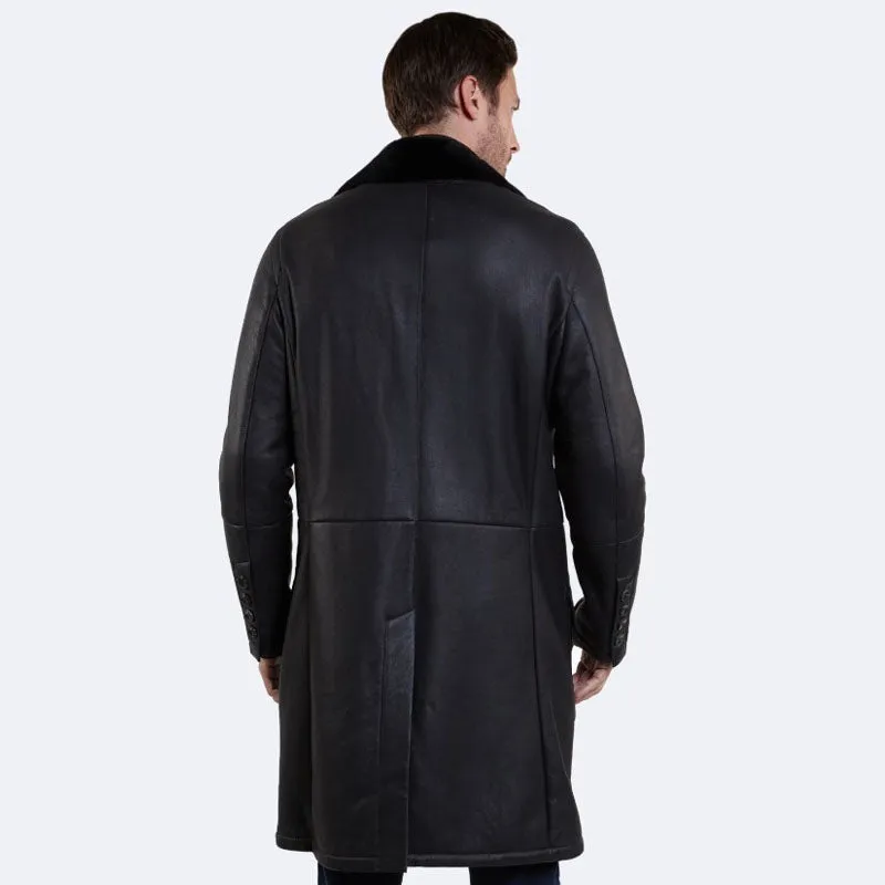 Best Genuine Shearling Scott Sheepskin Dark Gray Coat