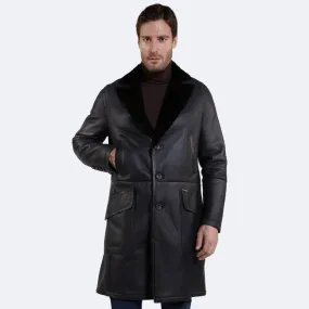 Best Genuine Shearling Scott Sheepskin Dark Gray Coat