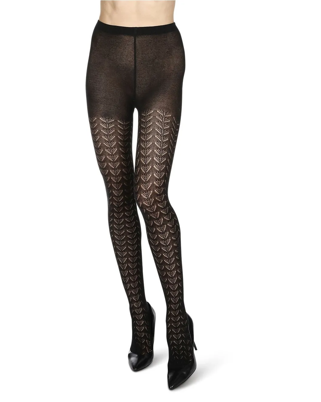 Black Openwork Sweater Tights