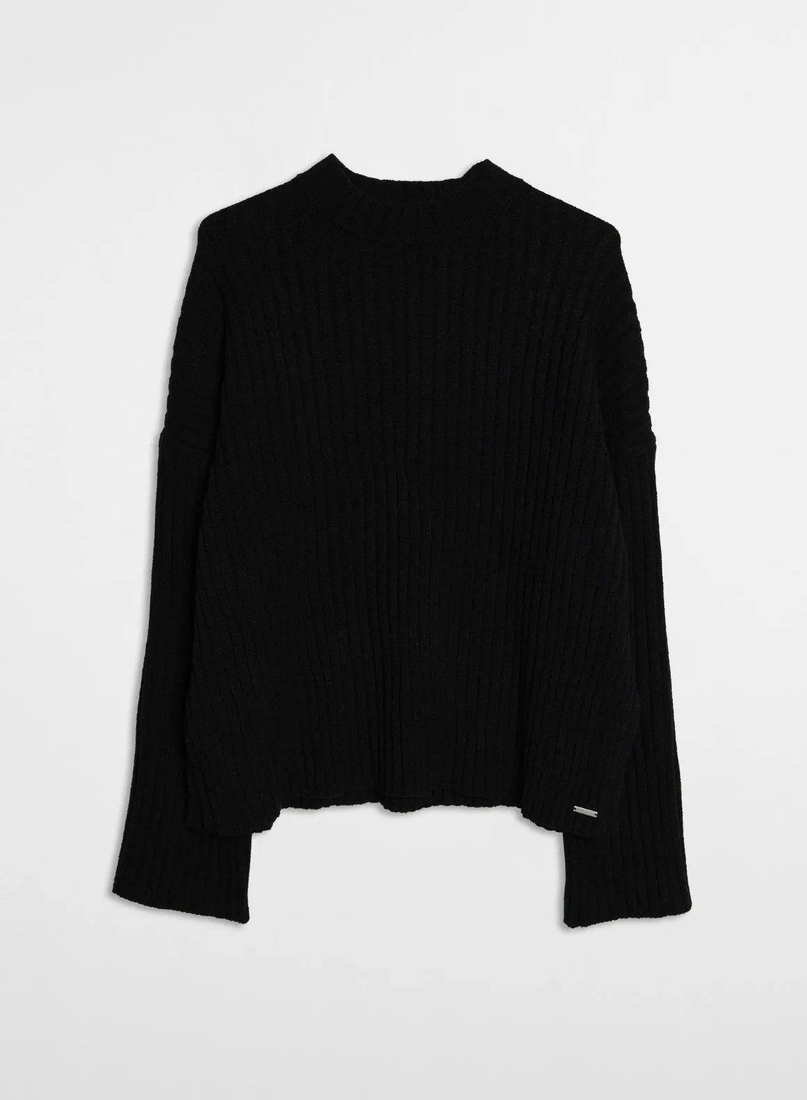 Black Rib Knit Sweater