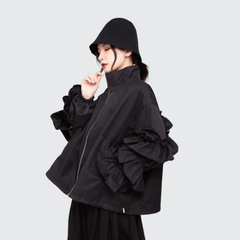 Black Ruffle Jacket Women's