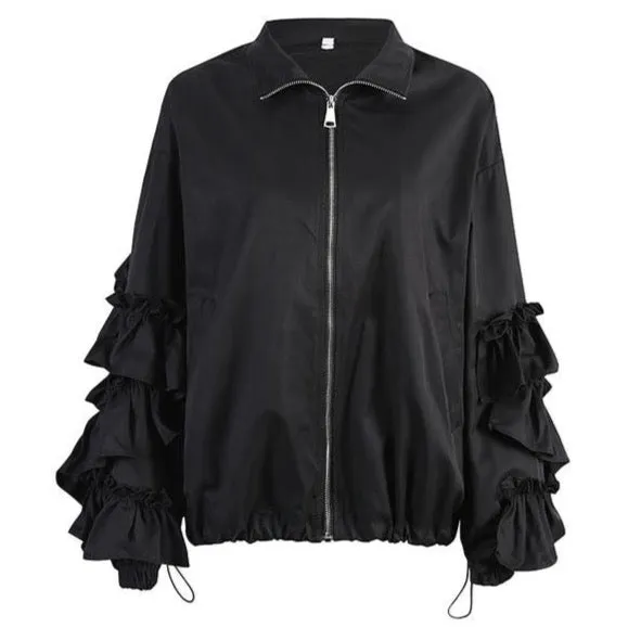 Black Ruffle Jacket Women's