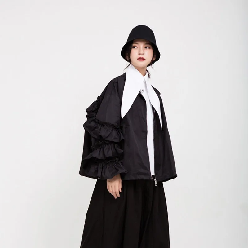 Black Ruffle Jacket Women's